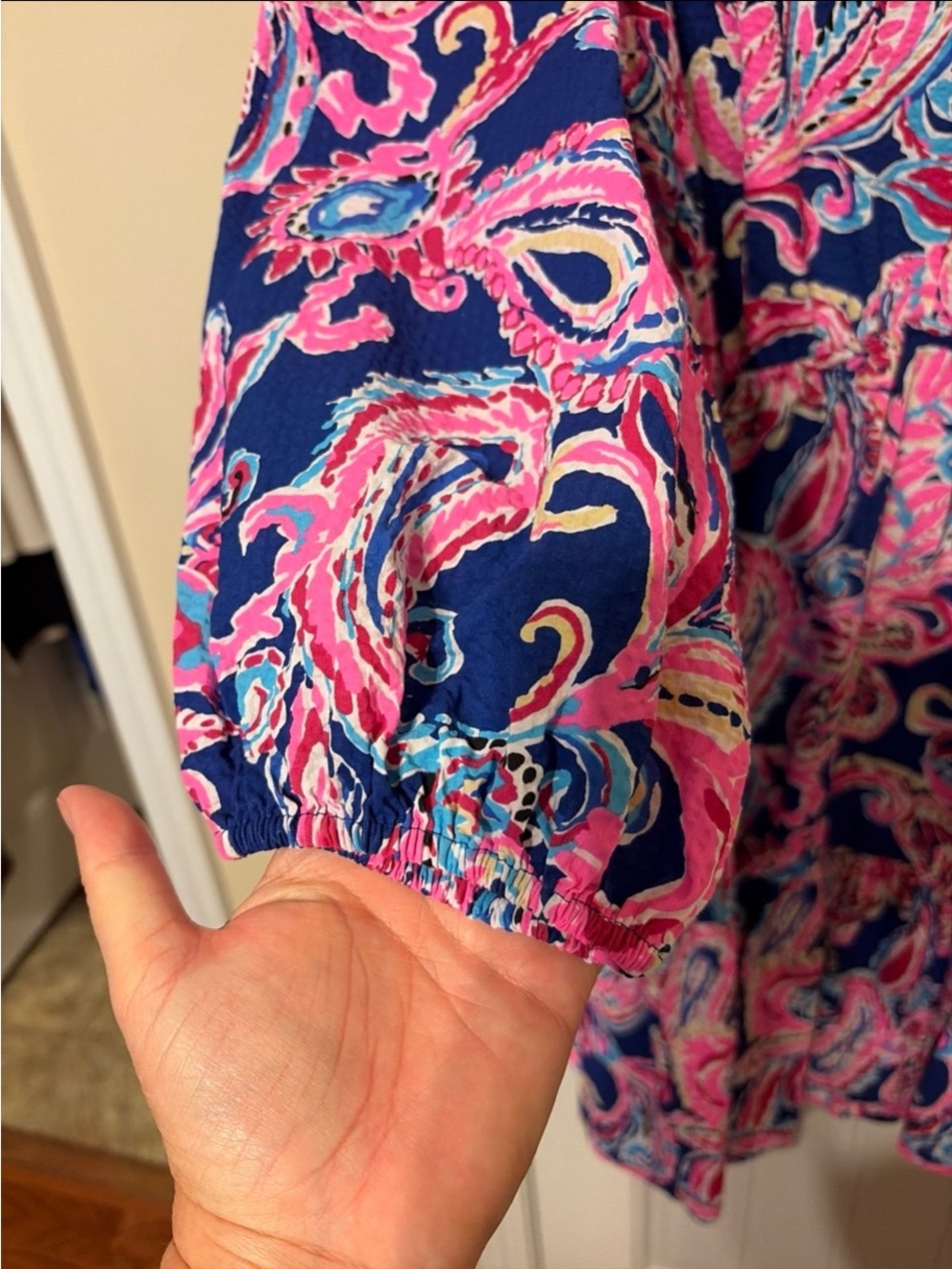 Lilly Pulitzer Navy Dress with Pink Paisley Print - Picture 5 of 10